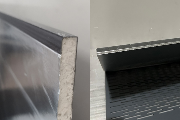 Close-up of insulated hot tub side-panel construction
