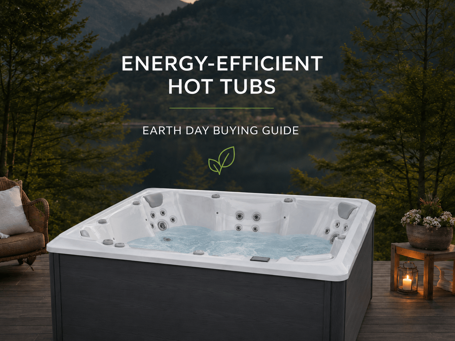Energy-efficient hot tub in a landscaped American backyard
