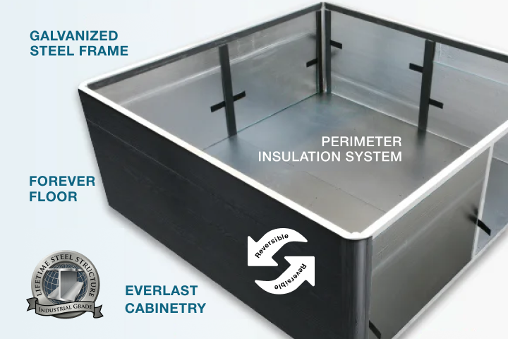 Hot tub heat retention features including insulated cover and cabinet structure